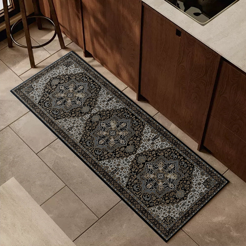 TECHVIDA Kitchen Rug Set 3 Piece,Non Slip Machine Washable Kitchen Mats, Farmhouse Hallway Doormat for Home Floor and Living Room,Gray