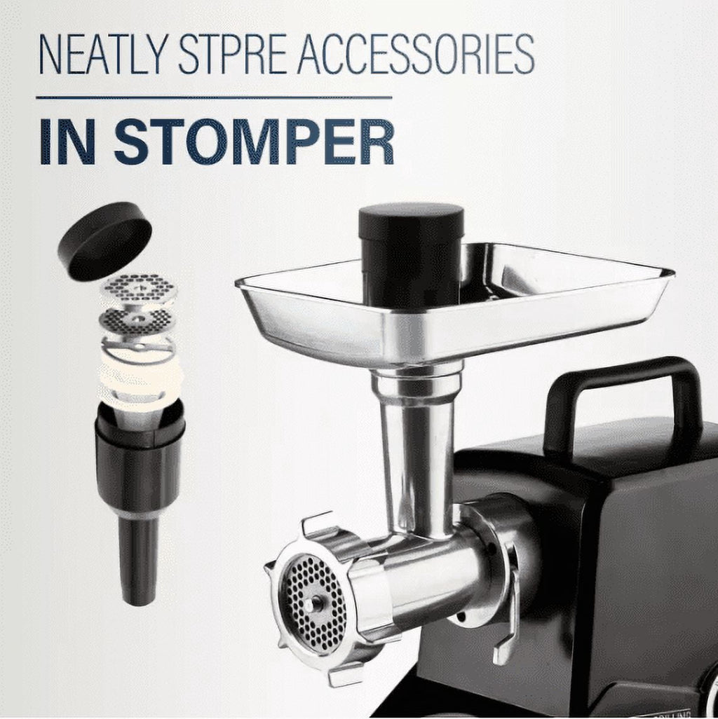 Valley Sportsman #8 Stainless Steel Meat Grinder, Powerful 575-Watt Motor Sausage Meat Grinder with Grinder Knife, Ideal for Regular Use, Sausage Making, Silver