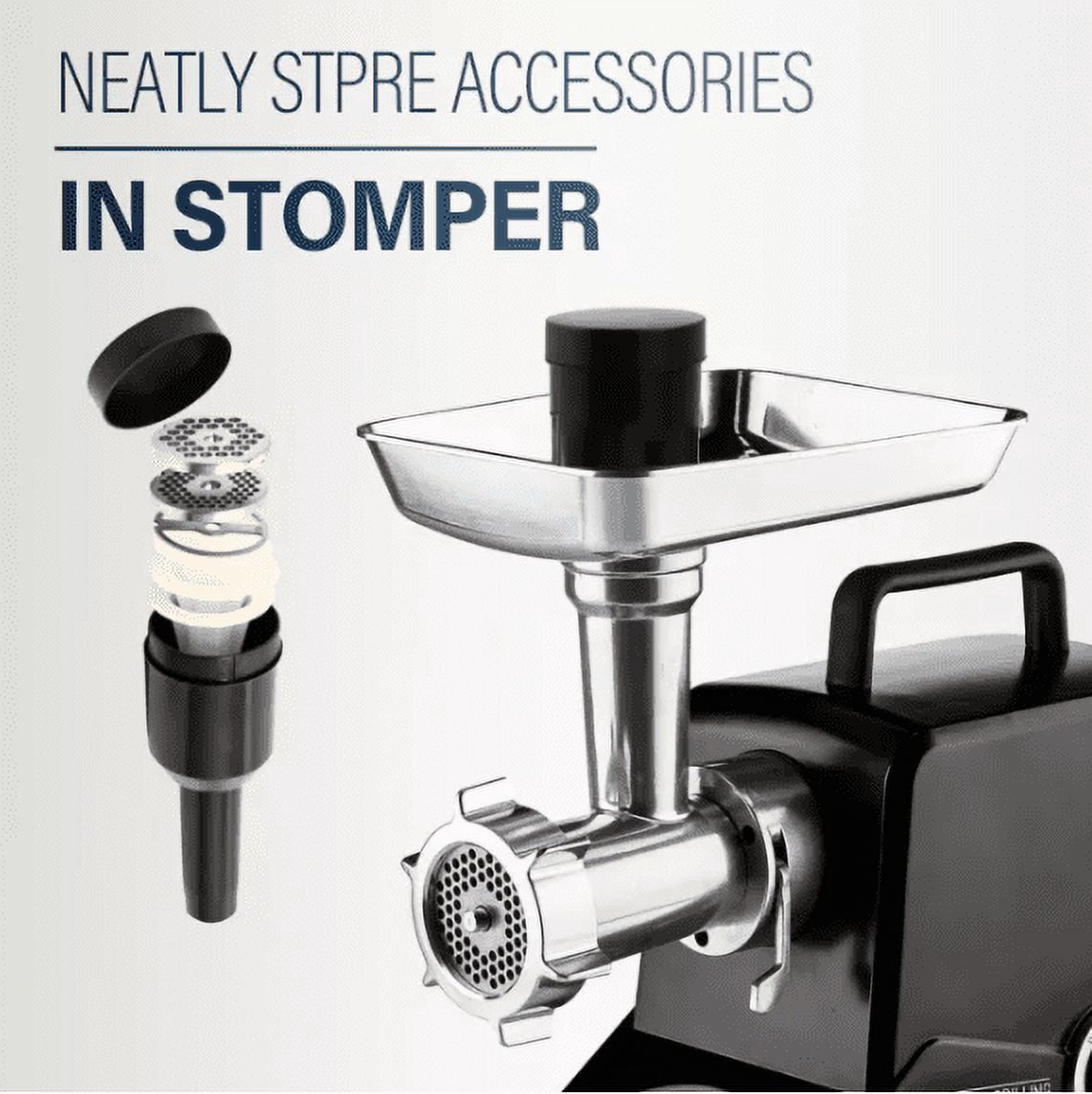 Valley Sportsman #8 Stainless Steel Meat Grinder, Powerful 575-Watt Motor Sausage Meat Grinder with Grinder Knife, Ideal for Regular Use, Sausage Making, Silver