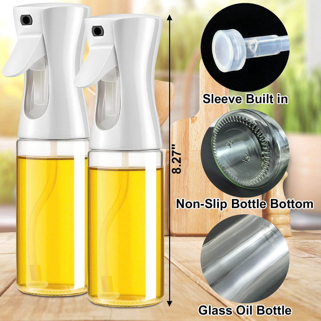 AGCAN Oil Sprayer for Cooking, 2 Pack Glass Olive Oil Sprayer Mister 220ml/7.4oz Glass Oil Dispenser for Air Fryer, BBQ, Baking, Salad