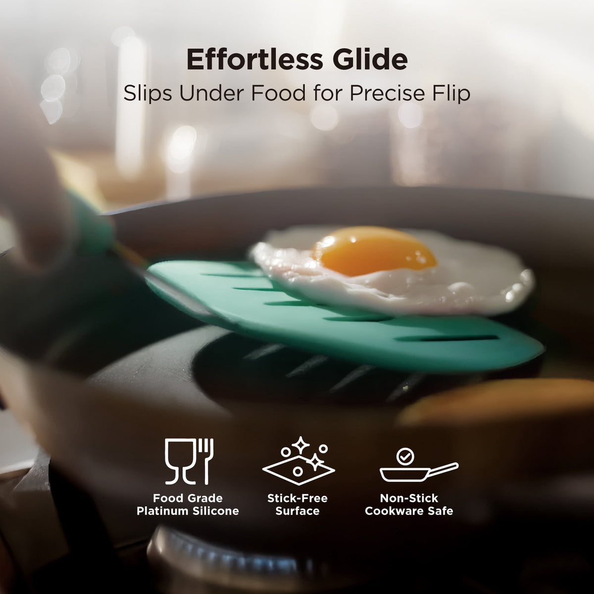 Kitchen Mama WaltzGrip Platinum Silicone Pancake Spatula Turner (Gray)