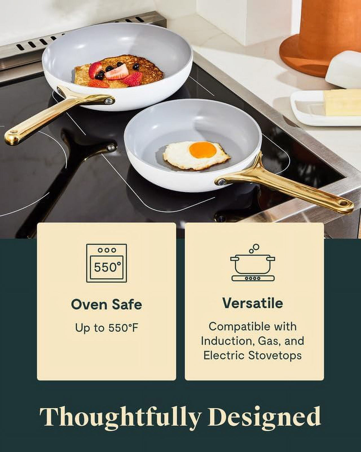 Caraway Ceramic Non-Stick Pots & Pans Cookware Set, 12- Piece, Cream