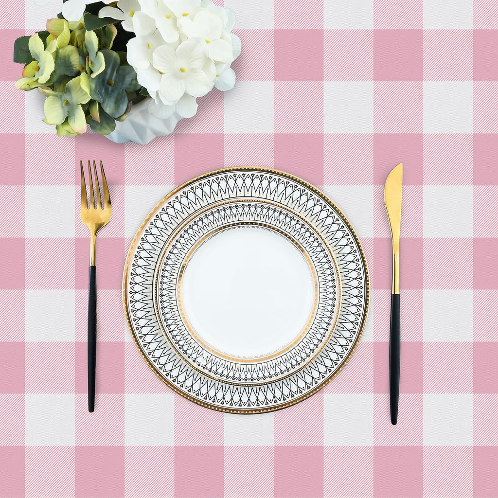 decorUhome Rectangle Tablecloth, Waterproof Vinyl Flannel Backed Table Cloth, Buffalo Wipeable Plastic Table Cover for Kitchen and Outdoor, Black and White, 60" x 84"
