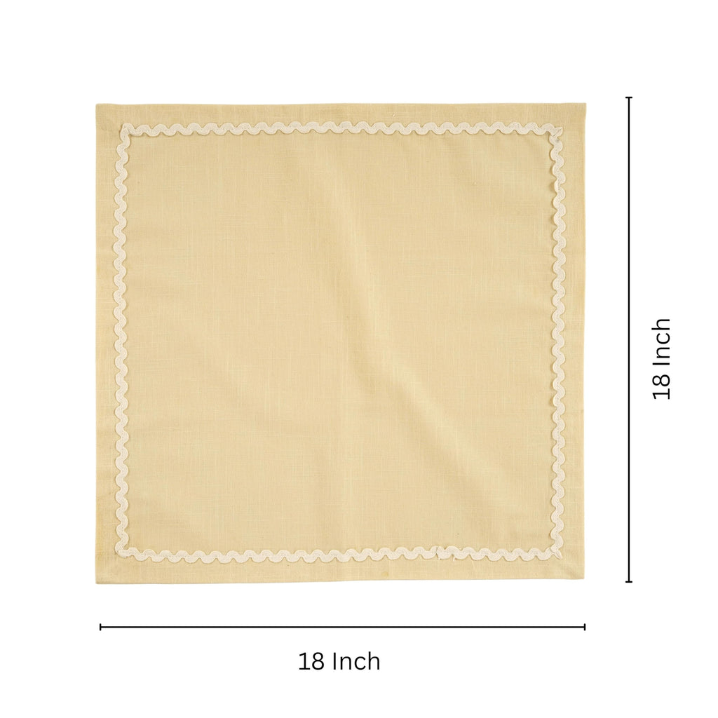 Fingercraft Cloth Napkin, Soft Quality Cotton Linen Blend Fabric, Dinner Napkins with Premium White Lace, 6 Pack, 20”x20” Aqua
