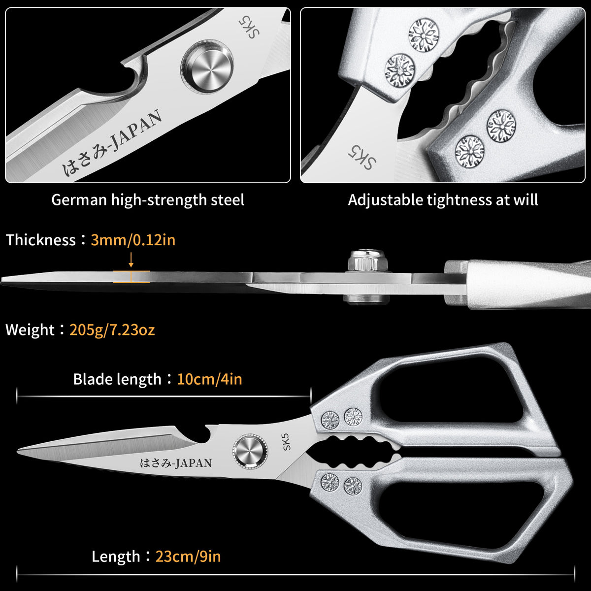 Plys Kitchen Shears Heavy Duty All-Purpose Stainless Steel Dishwasher Safe