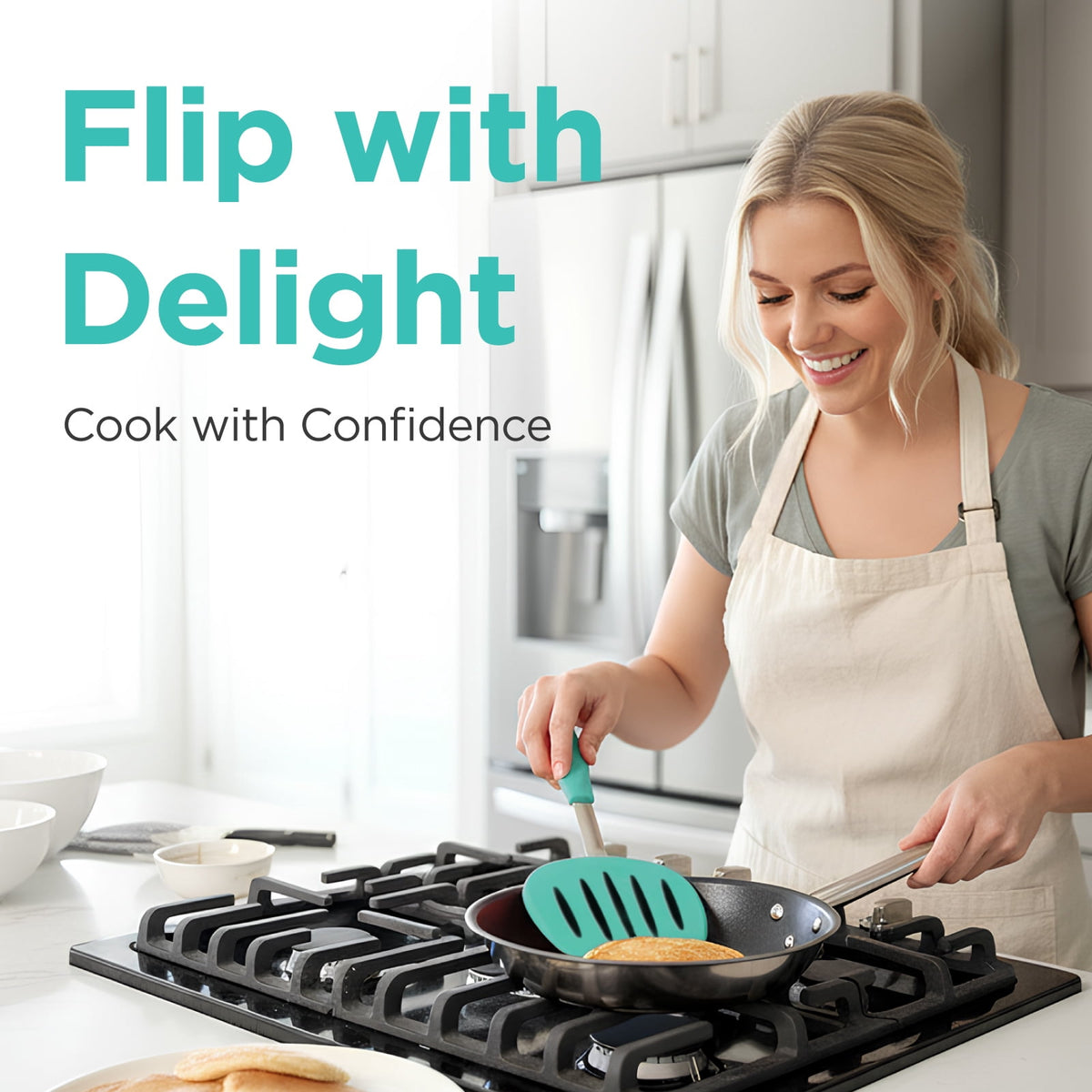Kitchen Mama WaltzGrip Platinum Silicone Pancake Spatula Turner (Gray)