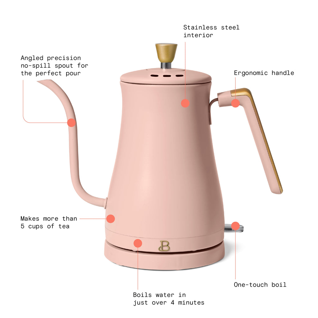 Beautiful 1-Liter Electric Gooseneck Kettle 1200 W, Chocolate by Drew Barrymore