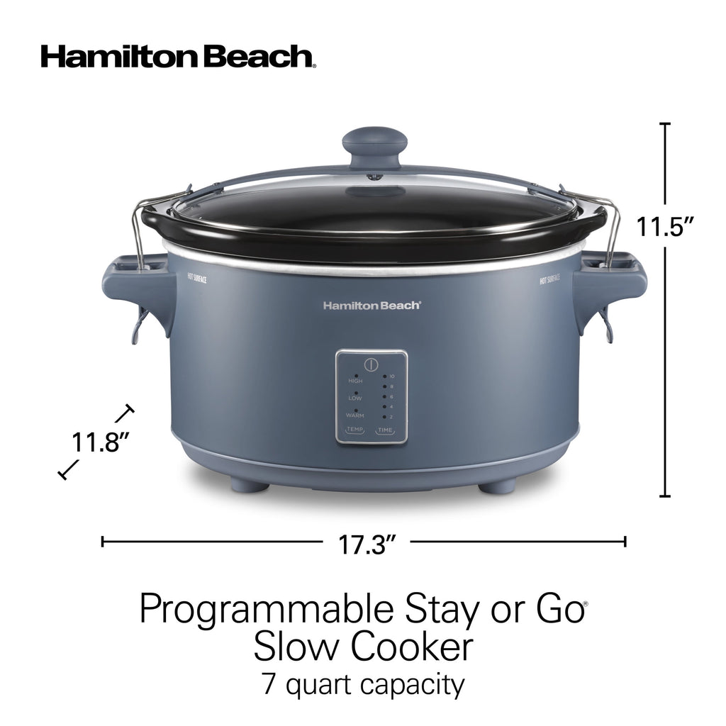 Hamilton Beach 7 Qt Programmable Slow Cooker, Stoneware Crock with Removable Pot, Stainless Steel