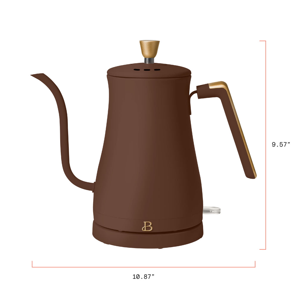 Beautiful 1-Liter Electric Gooseneck Kettle 1200 W, Chocolate by Drew Barrymore