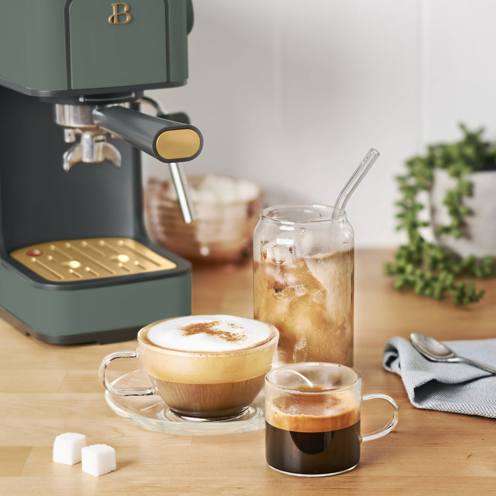 Beautiful by Drew Barrymore Slim Espresso Machine, 20-Bar Pressure, Black Sesame