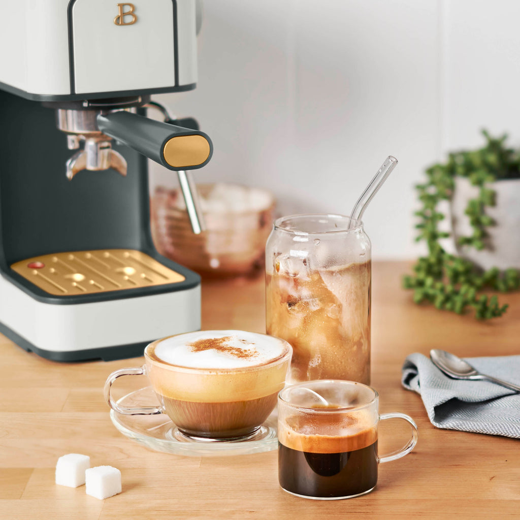 Beautiful by Drew Barrymore Slim Espresso Machine, 20-Bar Pressure, Black Sesame