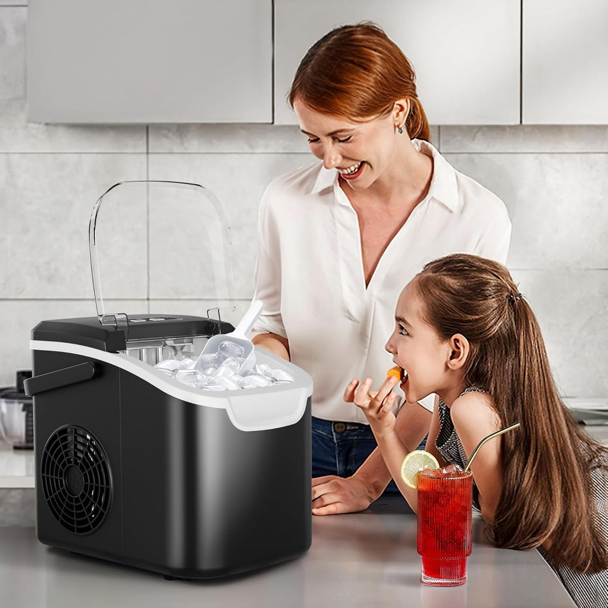 Havato Countertop Ice Maker, 8 Bullet Ice Cubes in 6 Mins, 26lbs/24H, w/ Scoop & Basket, White