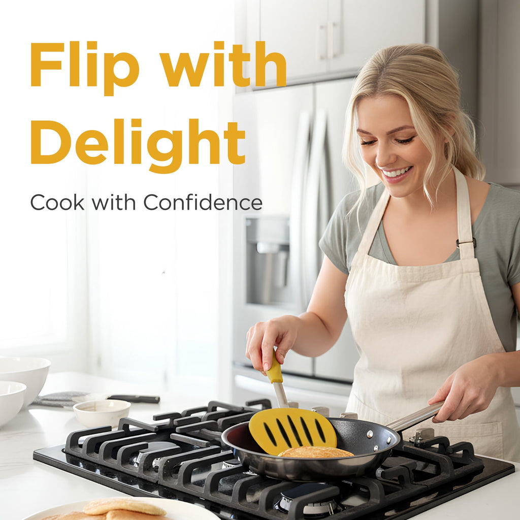 Kitchen Mama WaltzGrip Platinum Silicone Pancake Spatula Turner (Gray)