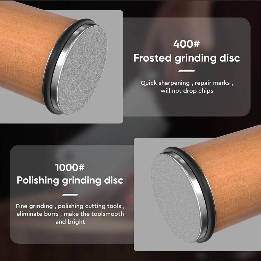 MYVIT Rolling Knife Sharpener System Kit,4-Angle Tumbler Double Diamond 400 1000 Discs Sharpening Stone for Kitchen Knives