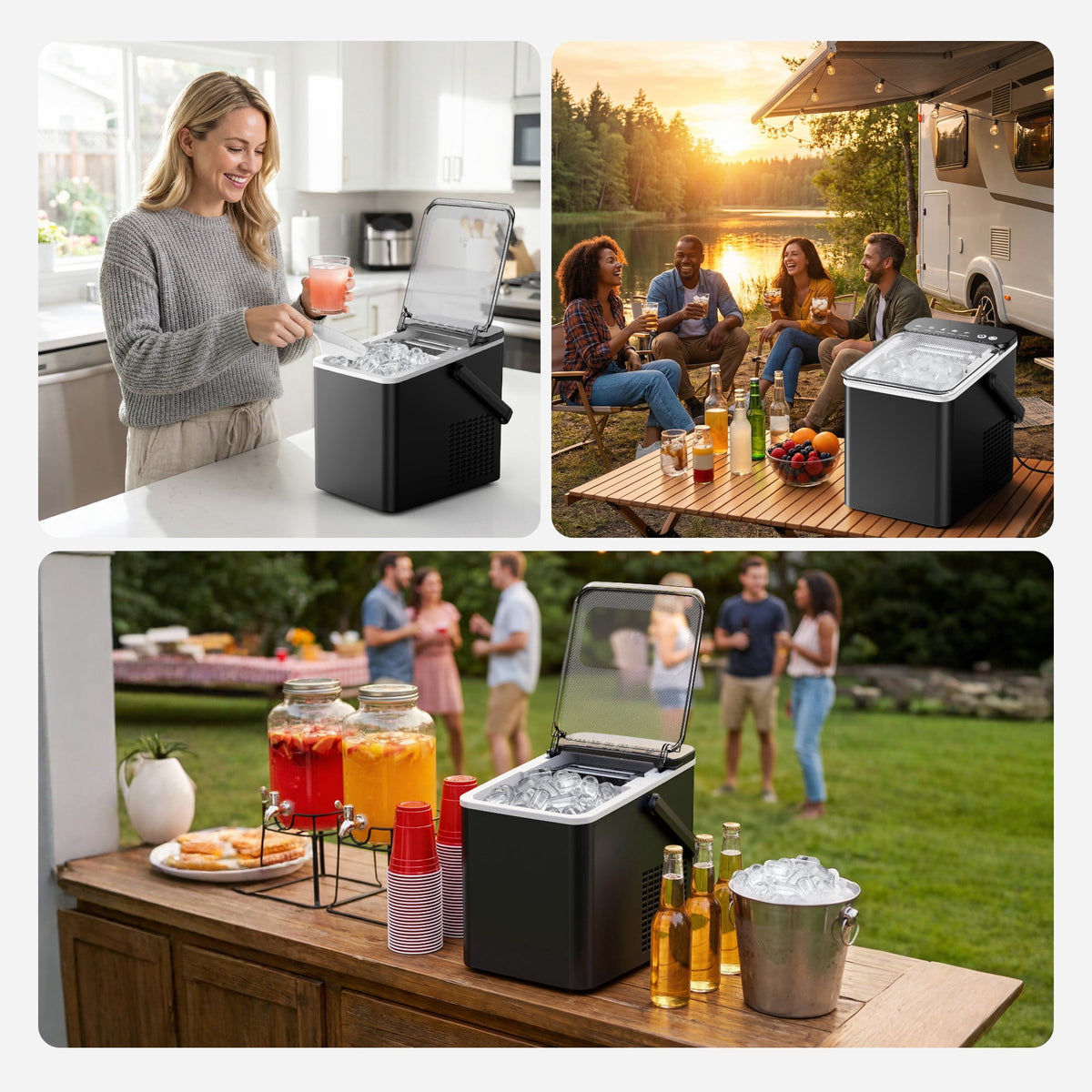 SIMZLIFE Portable Countertop Ice Maker, 26 Lbs/Day, 9 Bullet Ice Cubes in 6 Minutes, 2 Ice Sizes, Self-Cleaning Ice Machine, Black