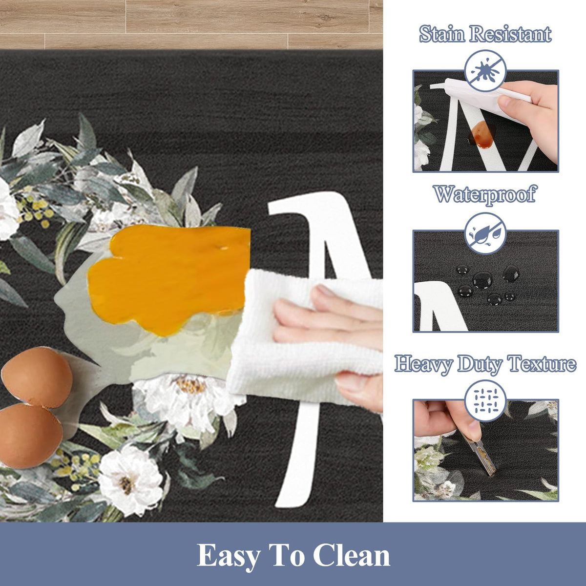 Findosom 2pcs Anti Fatigue Kitchen Rug Set,18"x30"+18"x47" Waterproof Non Slip Kitchen Runner Rug,0.4" Thick Cushioned Kitchen Floor Mats,Ergonomic Standing Mats Back Pain Relief Laundry Foam Rug