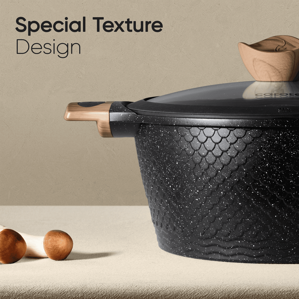 CAROTE 19-Piece Ceramic Pots and Pans Set, Nonstick Cookware Set with Lids, Induction Compatible, Oatmeal
