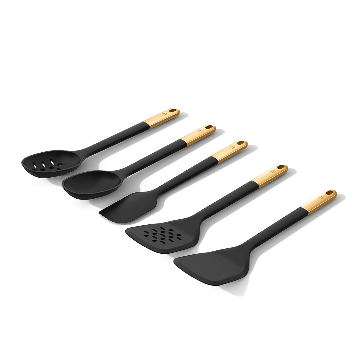 Beautiful 6-Piece Silicone Kitchen Tool Set with Ceramic Crock, Chocolate by Drew Barrymore