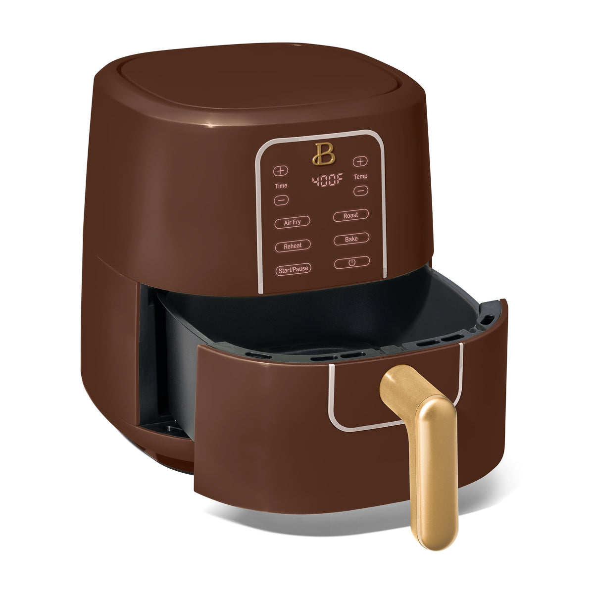 Beautiful 3 Qt Air Fryer with TurboCrisp Technology, EverGood Non-Toxic Ceramic Nonstick Coating, Chocolate by Drew Barrymore