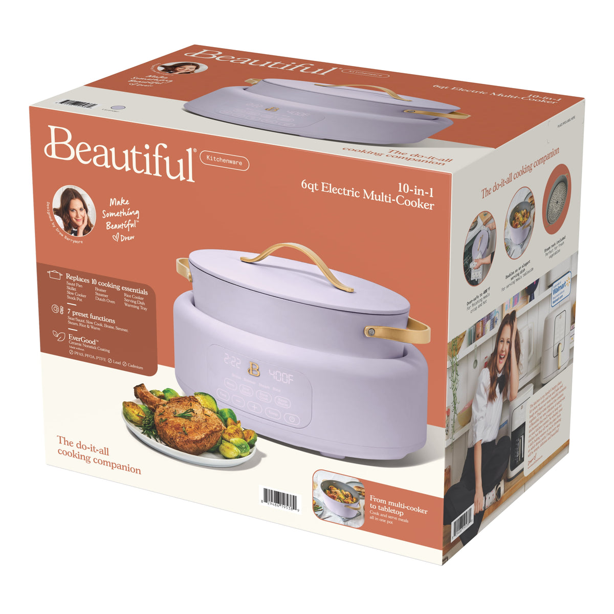 Beautiful 10 in 1, 6 Qt Electric Multi-Cooker, Thyme Green by Drew Barrymore