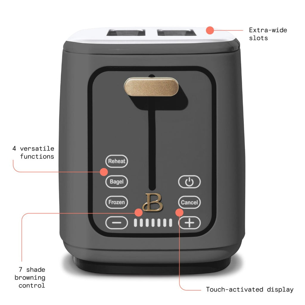 Beautiful 2 Slice Toaster with Touch-Activated Display, Thyme Green by Drew Barrymore