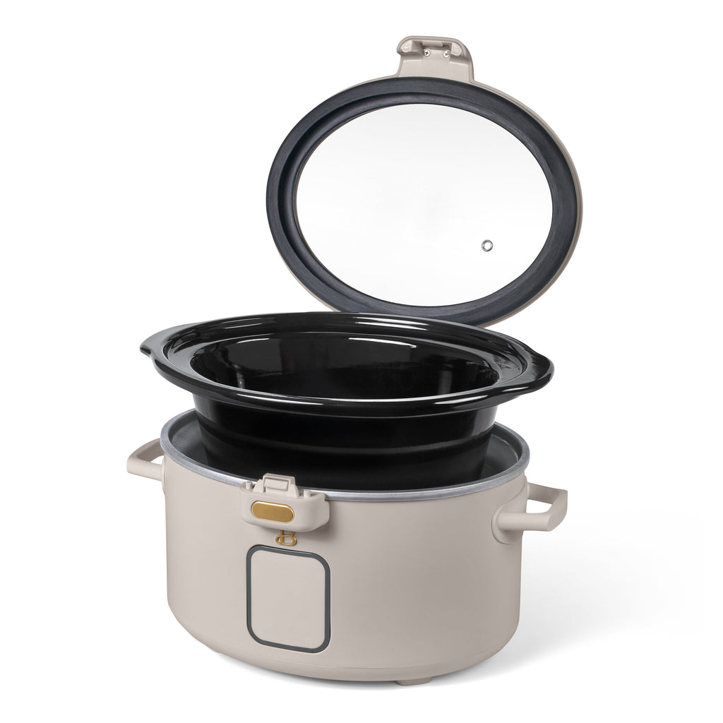 Beautiful 4 Qt Digital Slow Cooker with Hinged Locking Lid, Thyme Green by Drew Barrymore