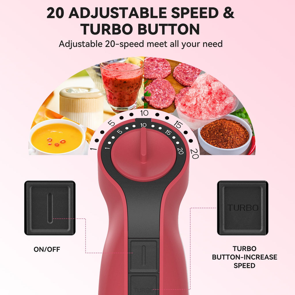 LINKChef Immersion Blender, 1000W 20-Speed 5-in-1 Hand Blender with Turbo Mode, Scratch-Resistant Stick Blender for Baby Food, Ice & Smoothie(Black)