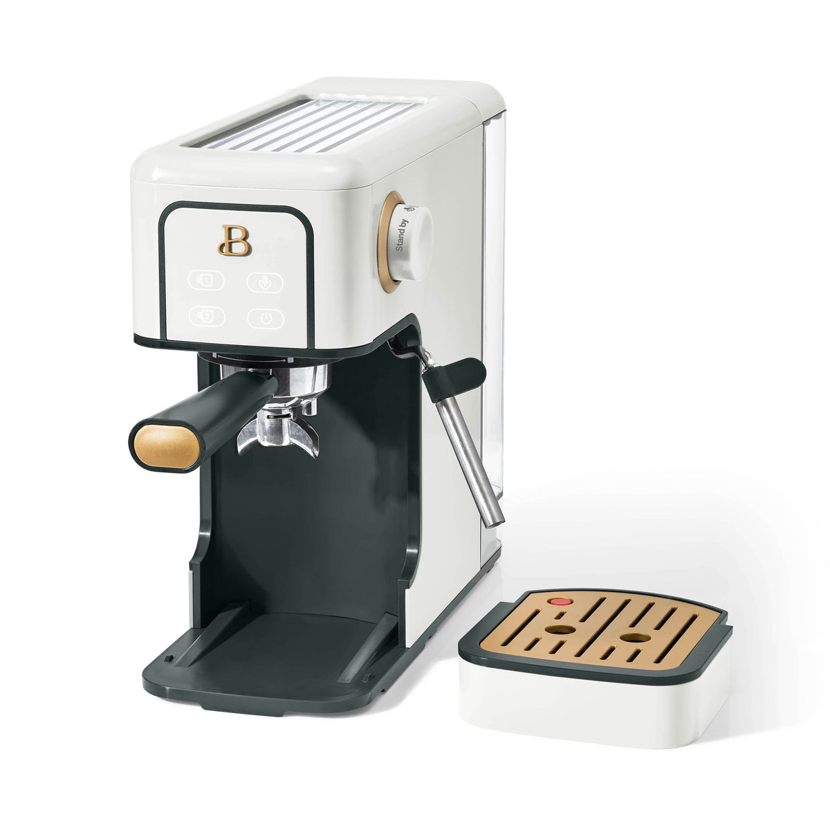 Beautiful by Drew Barrymore Slim Espresso Machine, 20-Bar Pressure, Black Sesame