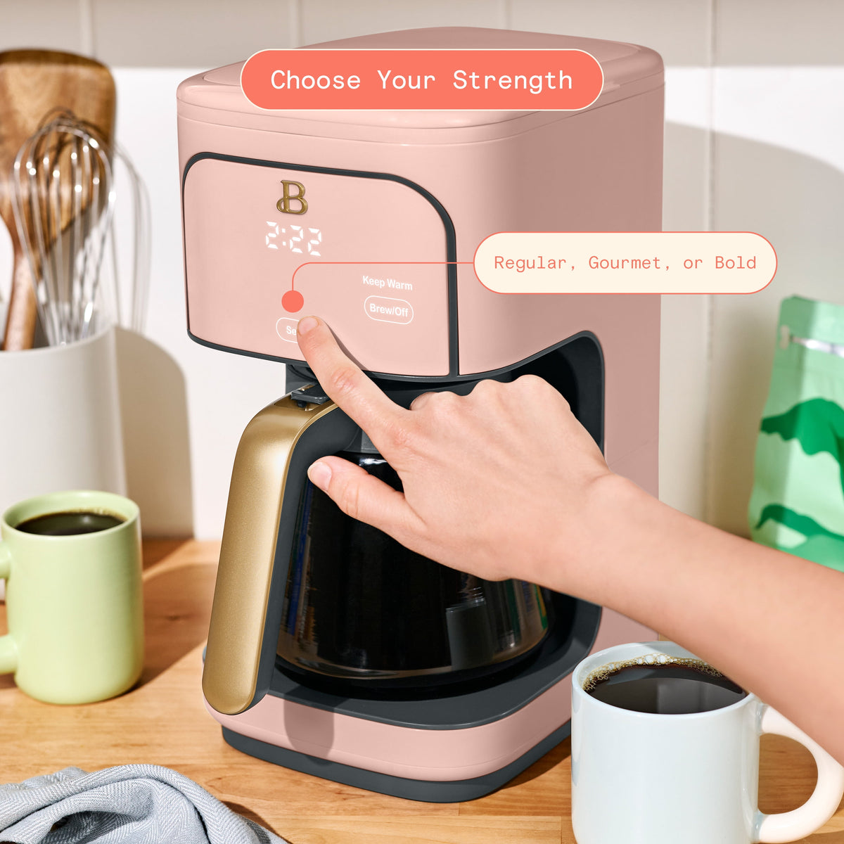 Beautiful 12 cup Programmable Coffee Maker, Thyme Green by Drew Barrymore