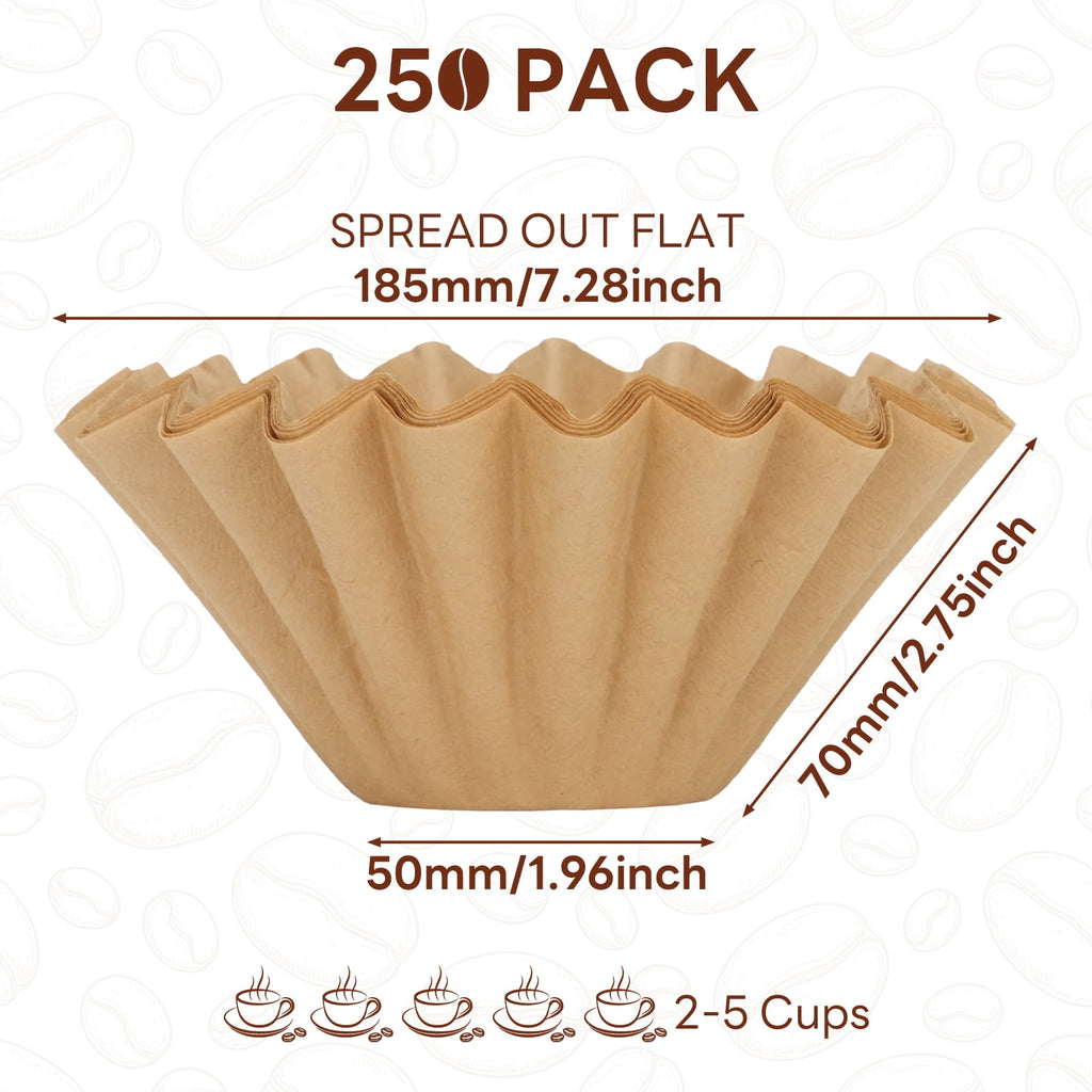 DTFMZOV 5 Cup Basket Coffee Filter, 250 Count Coffee Filters for 5 Cup Coffee Maker, Disposable Paper Coffee Filters for Mini Brew, White
