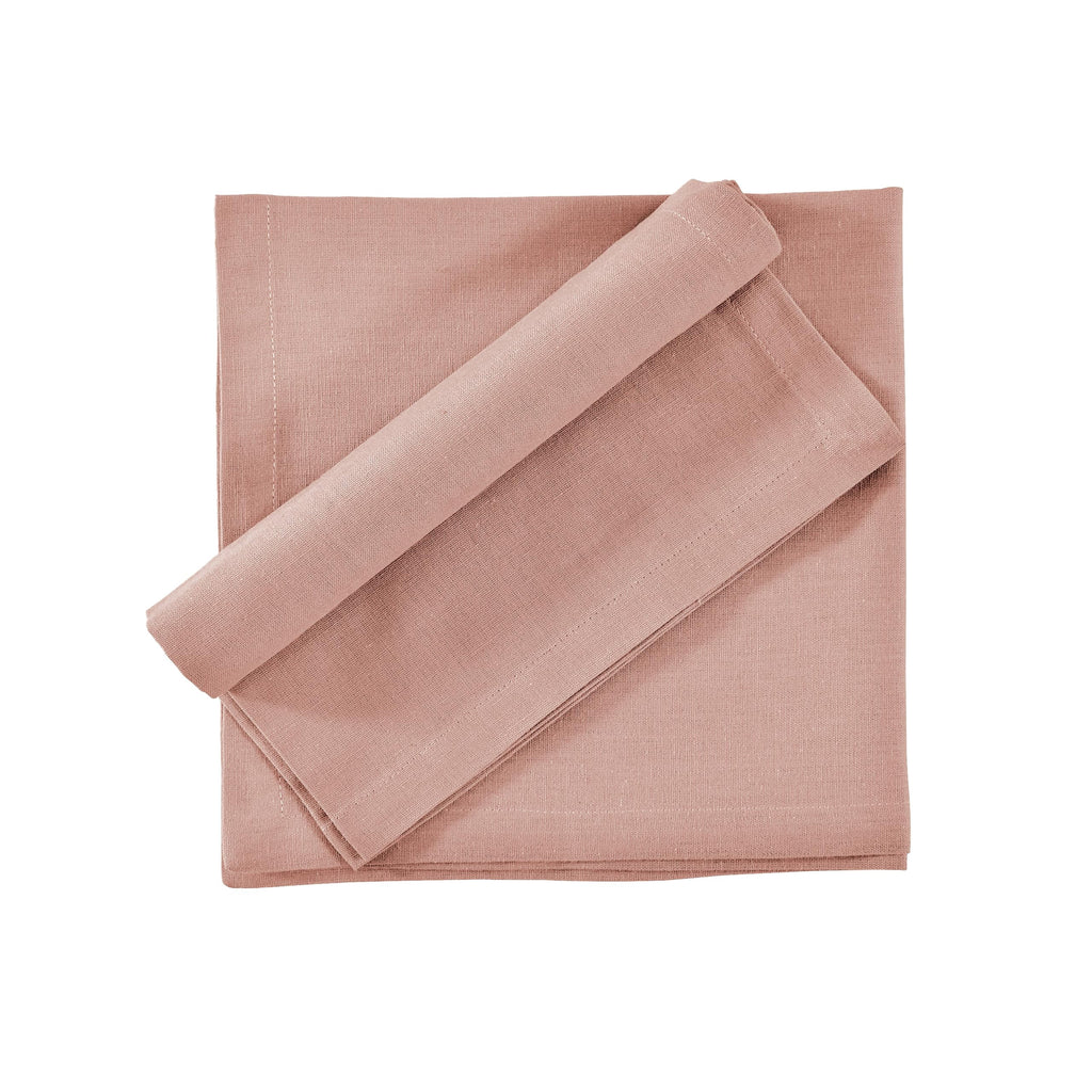 Fingercraft Cloth Napkin, Solid Color Cotton Linen Blend Table Napkins, Soft and Absorbent Fabric, Set of 12, Blush Pink