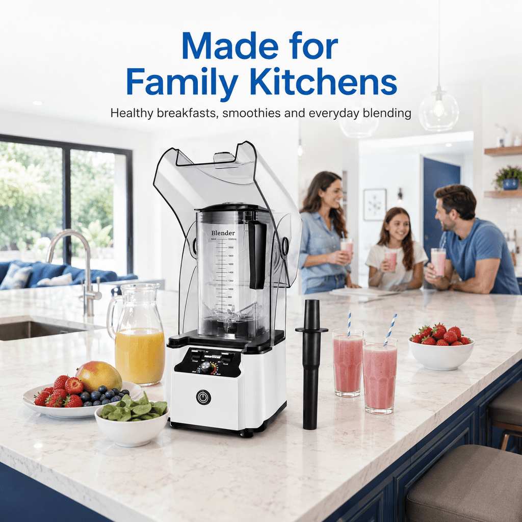 WantJoin Blender-Commercial Blender with Soundproof Shield, Enclosure 2200W ,Quiet Professional-Grade Power,Self-Cleaning,Gray