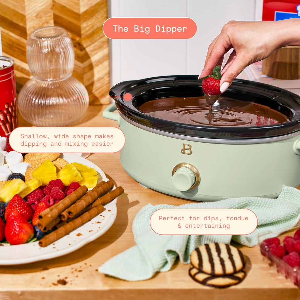 Beautiful 2.5 Qt Dip and Serve Manual Slow Cooker, Chocolate by Drew Barrymore