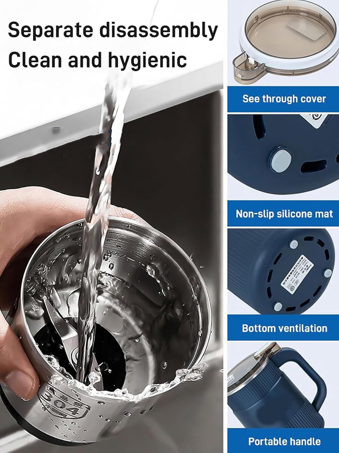 Household Small Powder Grinding Machine, Electric Coffee Grinders Spice Grinder Herb Grinder with Stainless Steel Blade, One-Button Operation Multifunctional Grinding Machine for Beans Nuts Coffee