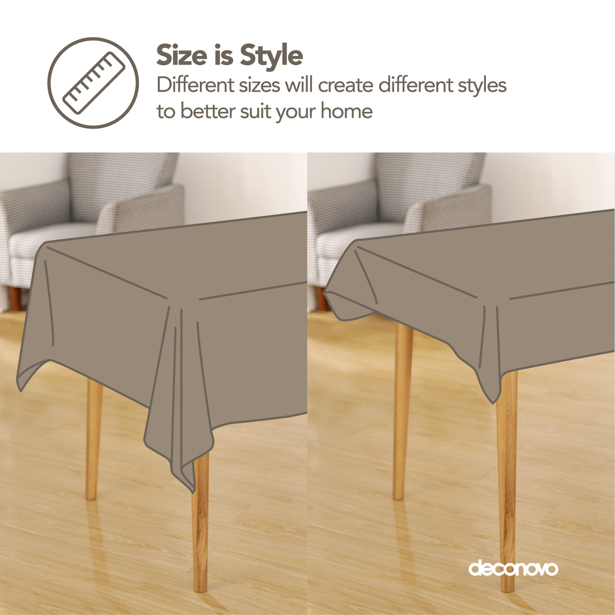 Deconovo Square Tablecloth with Waterproof Finish, Easy-Clean Polyester Table Cover, 54 x 54 Inch, Dark Gray