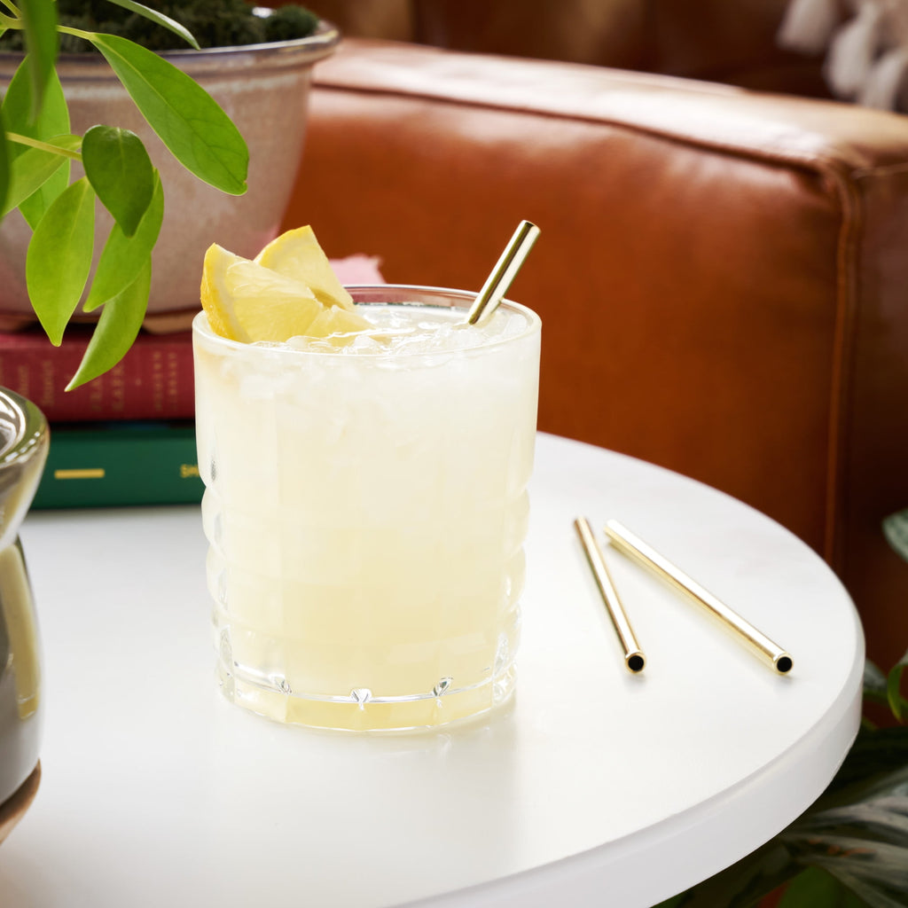 Viski Belmont Stainless Steel Cocktail Straws, Reusable Straws 5" Set of 6