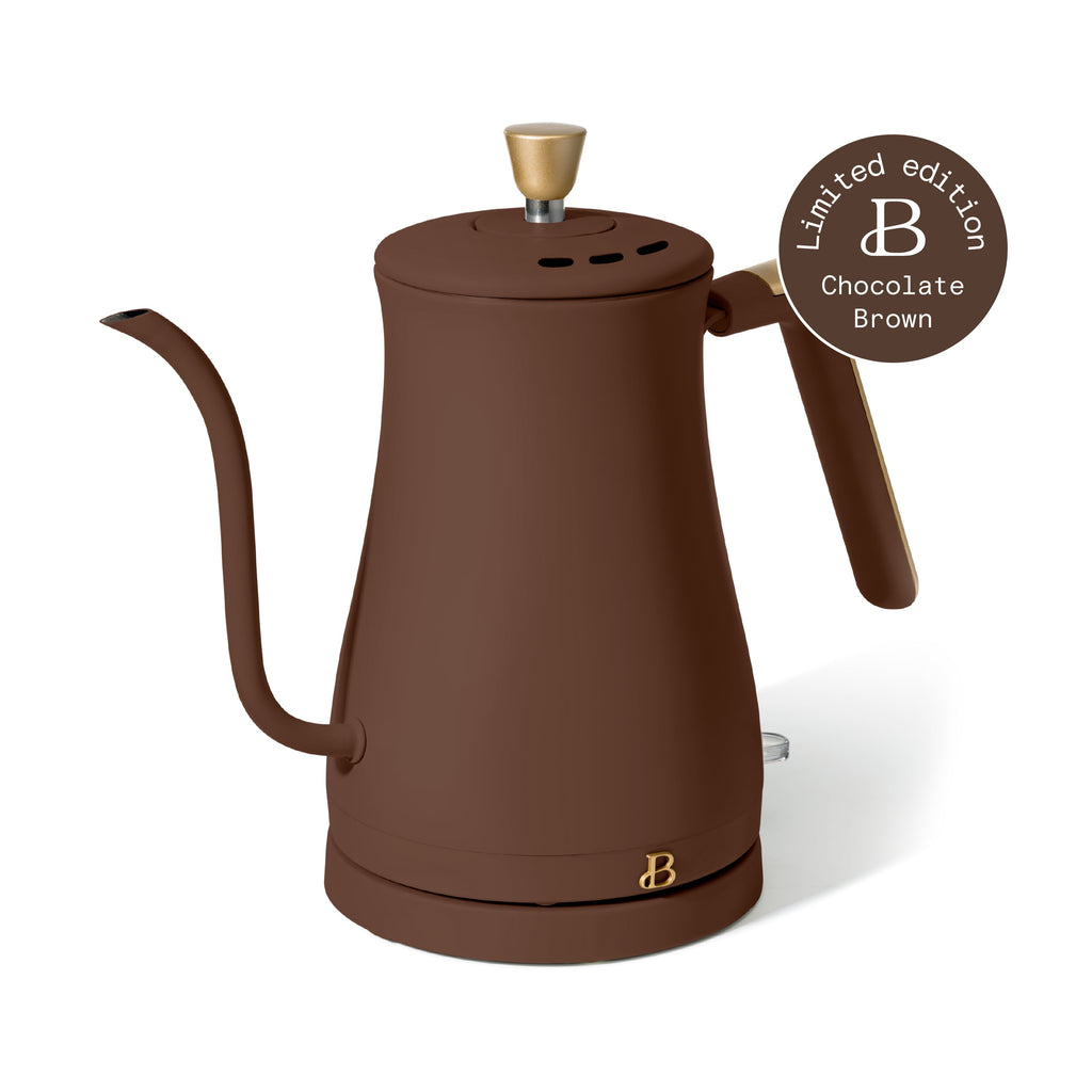 Beautiful 1-Liter Electric Gooseneck Kettle 1200 W, Chocolate by Drew Barrymore