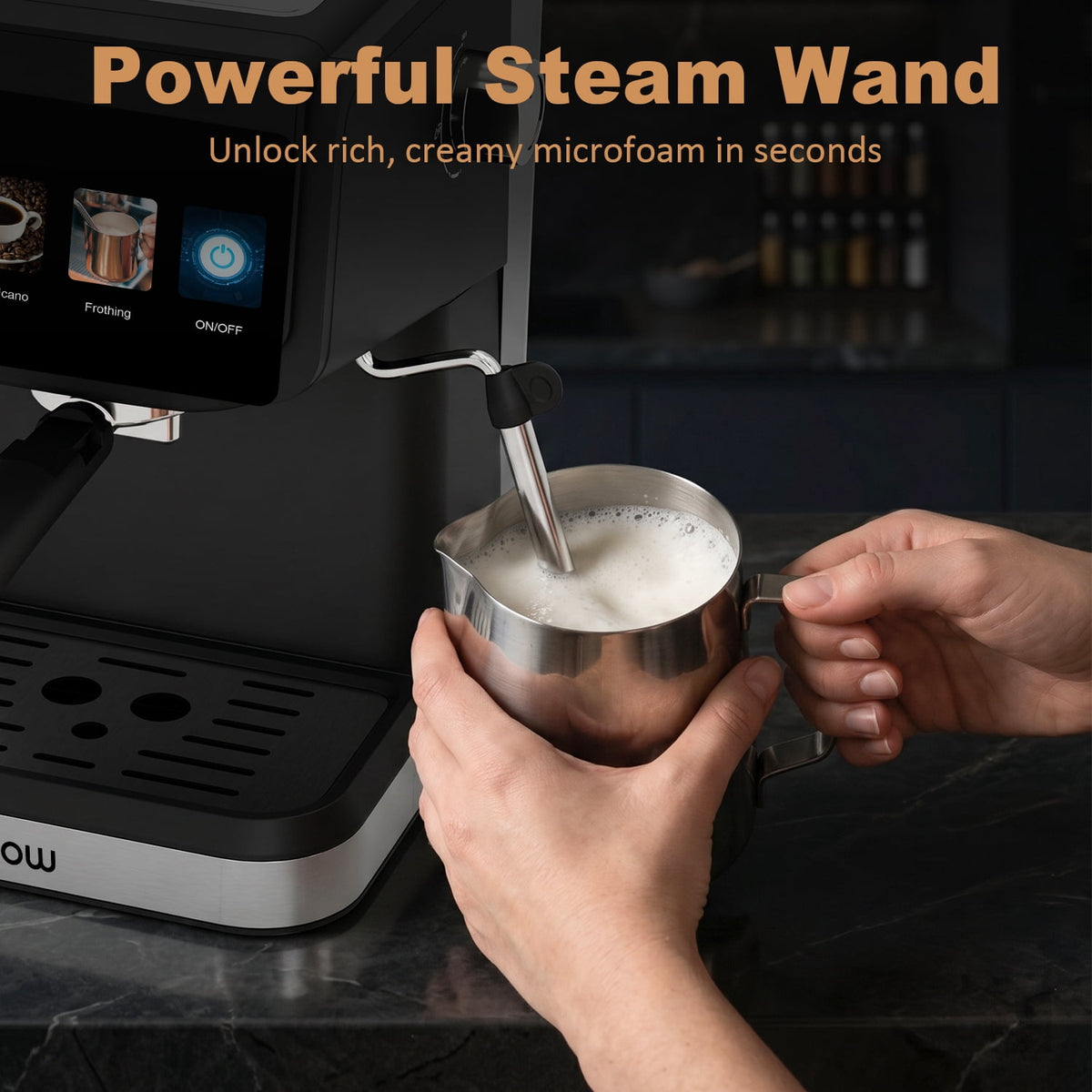 Bluebow Espresso Machine, 20 Bar Coffee Machine with Milk Frother Steam Wand, Coffee Maker for Home- Americano Cappuccino Latte