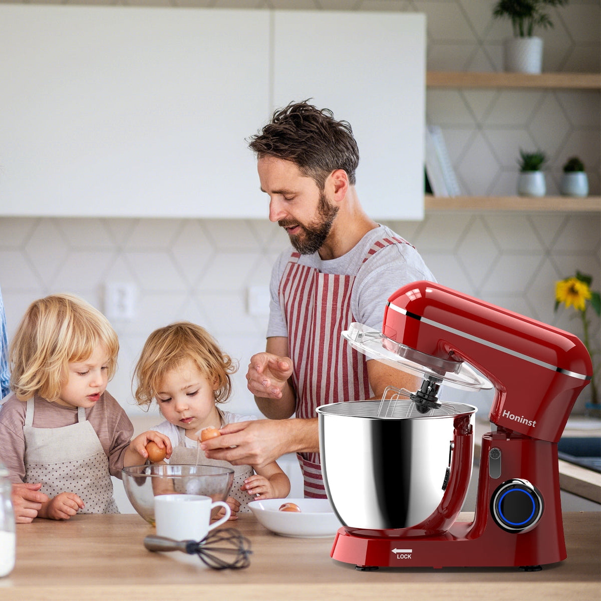 Honinst 6.5 QT Electric Stand Mixer, 10+P Speeds Lightweight with Tilt-Head Kitchen Stand Mixer, Dough Hook, Whisk, Beater and Bowl, Food Mixer for Baking, Cake and Most Home Cooks