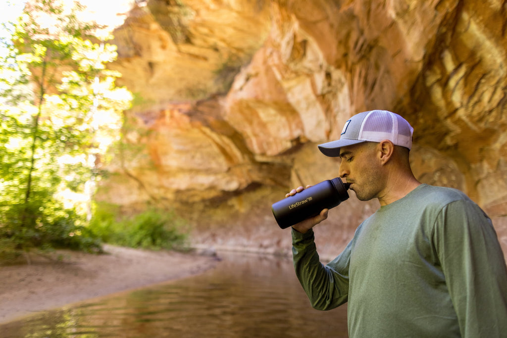 LifeStraw Go Series Stainless Steel Water Filter Bottle; 24oz; Polar White