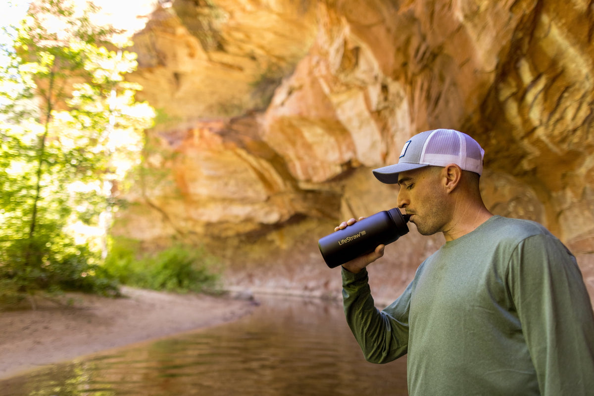 LifeStraw Go Series Stainless Steel Water Filter Bottle; 24oz; Polar White