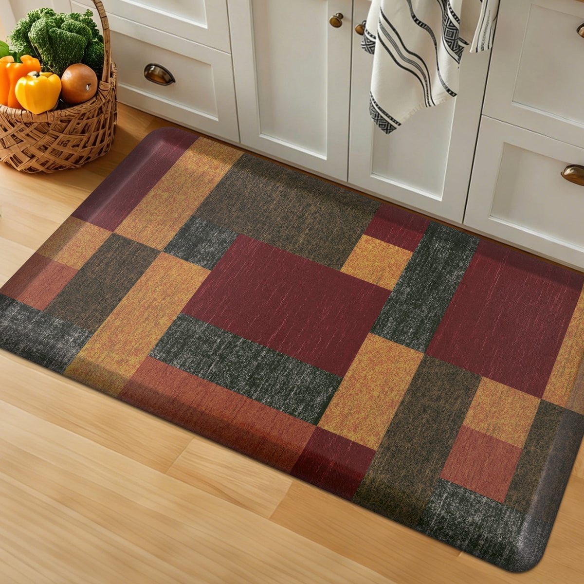 MeyJey 4/5 Inch Thick Anti Fatigue Kitchen Rug 20”x39”, Non Slip Waterproof Floor Mats for Kitchen Sink Laundry Office, Black/Gray