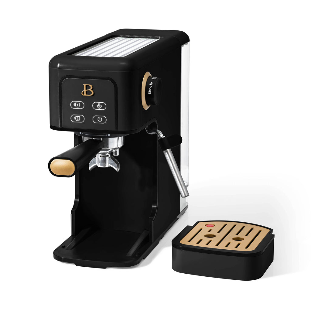 Beautiful by Drew Barrymore Slim Espresso Machine, 20-Bar Pressure, Black Sesame