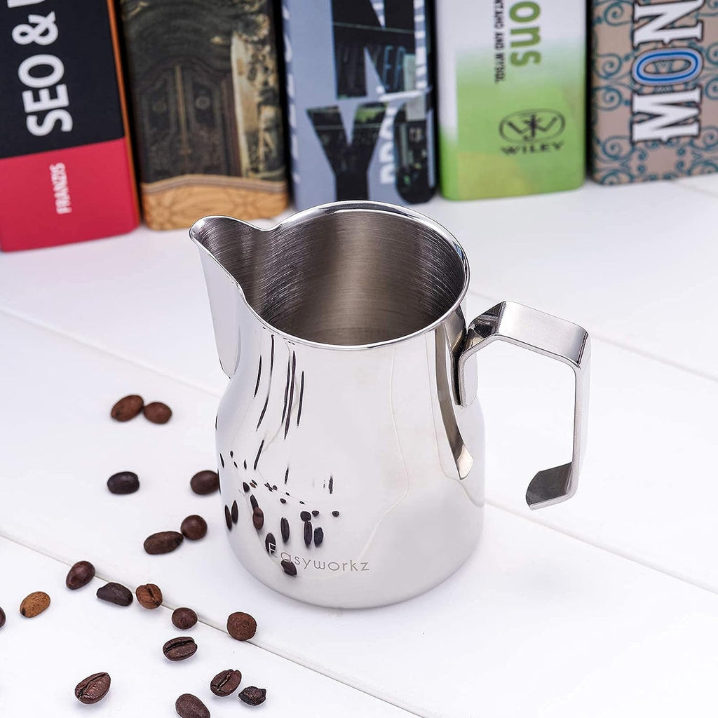 Easyworkz Espresso Steaming Pitcher Stainless Steel 15 oz Coffee Frothing Picther Milk Jug Cappuccino Latte Art Cup, Black