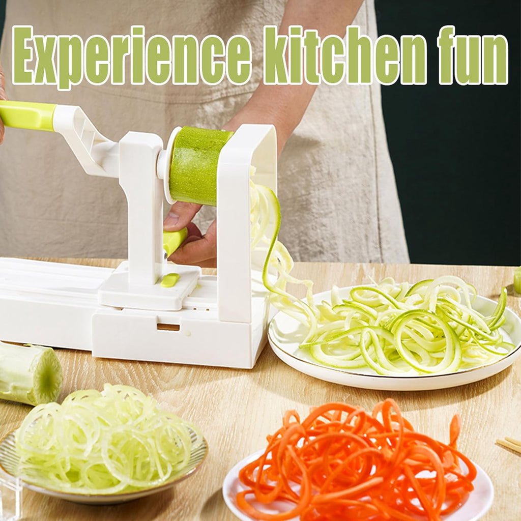 5-Blade Vegetable Spiralizer for Veggie Noodles,Kitchen Slicer with 4 Interchangeable Blades for Carrots, Potatoes, Cucumbers, and Luffa,White