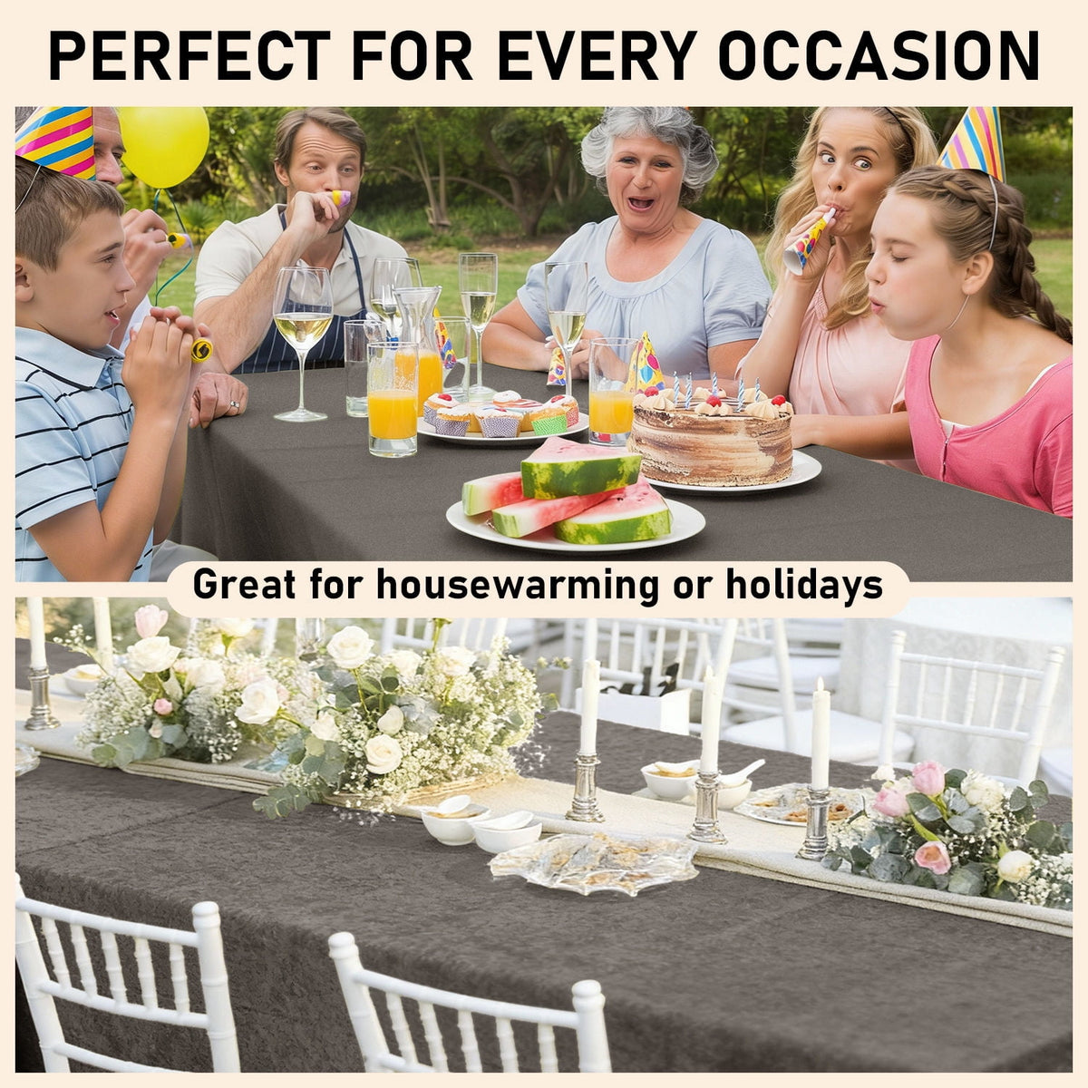 Soulgenix Tablecloth, 55"*70" Rectangle Table Cloth with Tassel, Table Cover for Dining, Party, Home, Fits Tables 30"×45" (4-6 seats), Beige