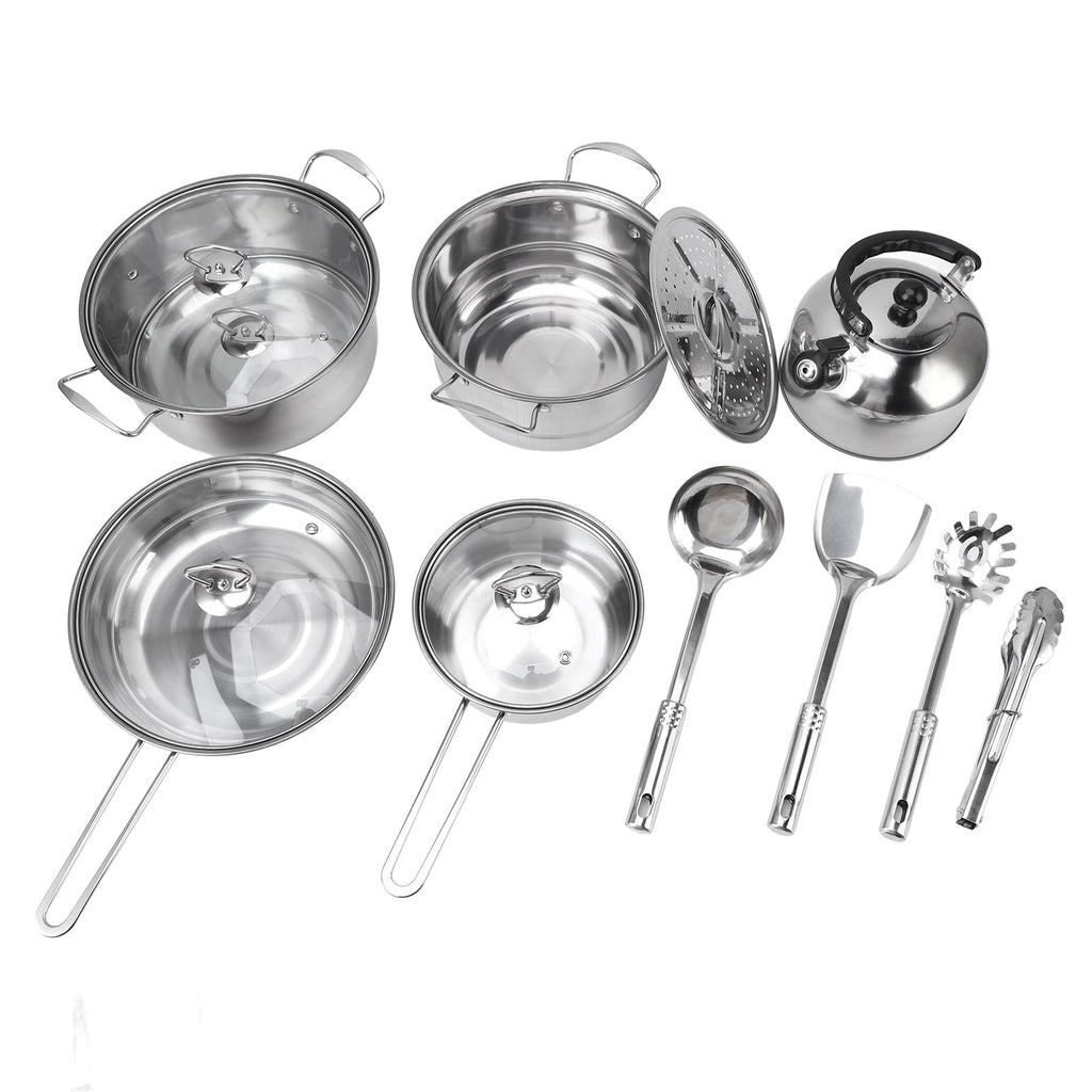 15 Piece Stainless Steel Cookware Set, Pots and Pans Set with Lids Non Toxic, Kitchen Induction Cookware with Utensil Sets For Oven & Dishwasher ,Heavy Premium Kitchen Cooking