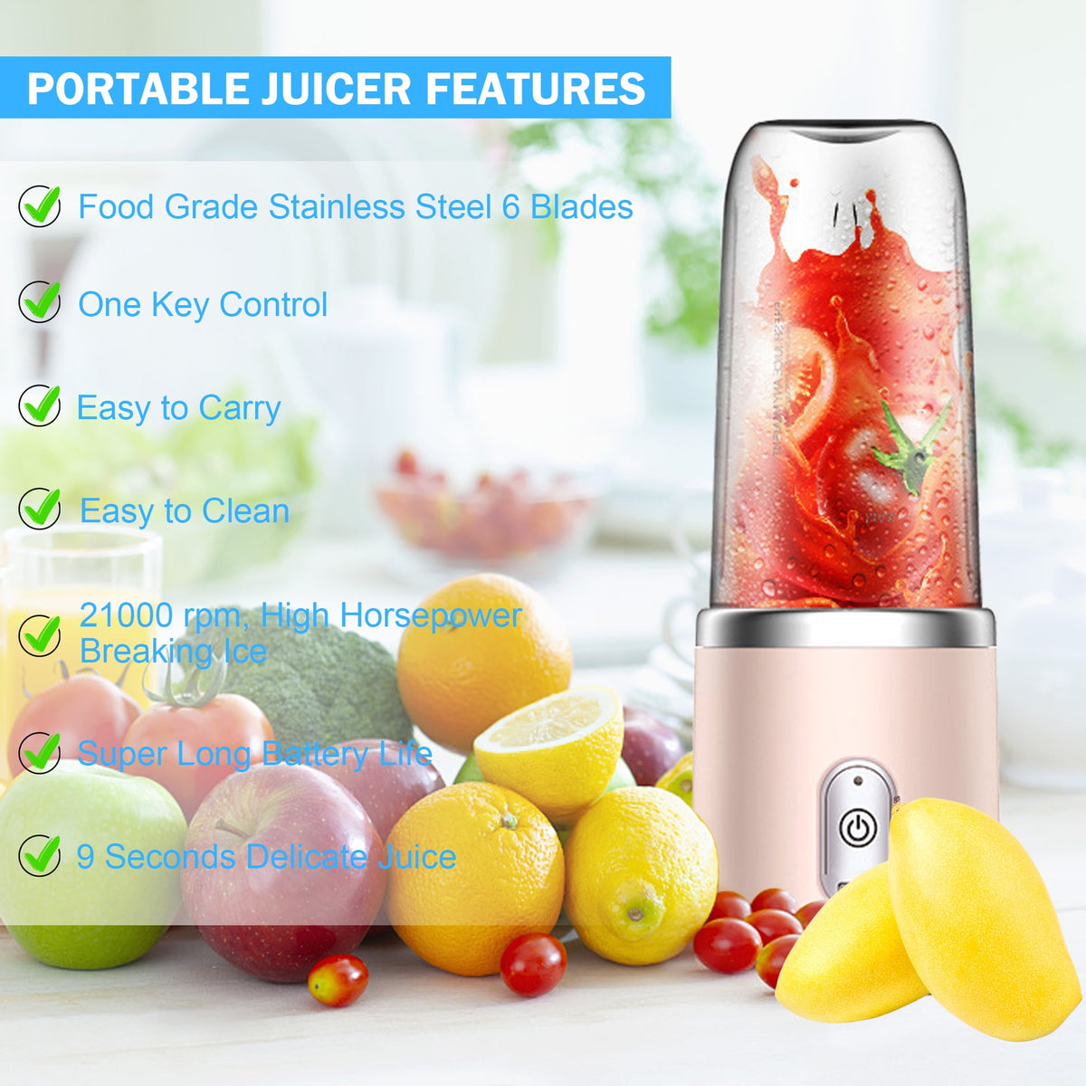 VIIWII Personal Blender for Smoothies Juice Portable Rechargeable Mini Bullet Blenders Cup