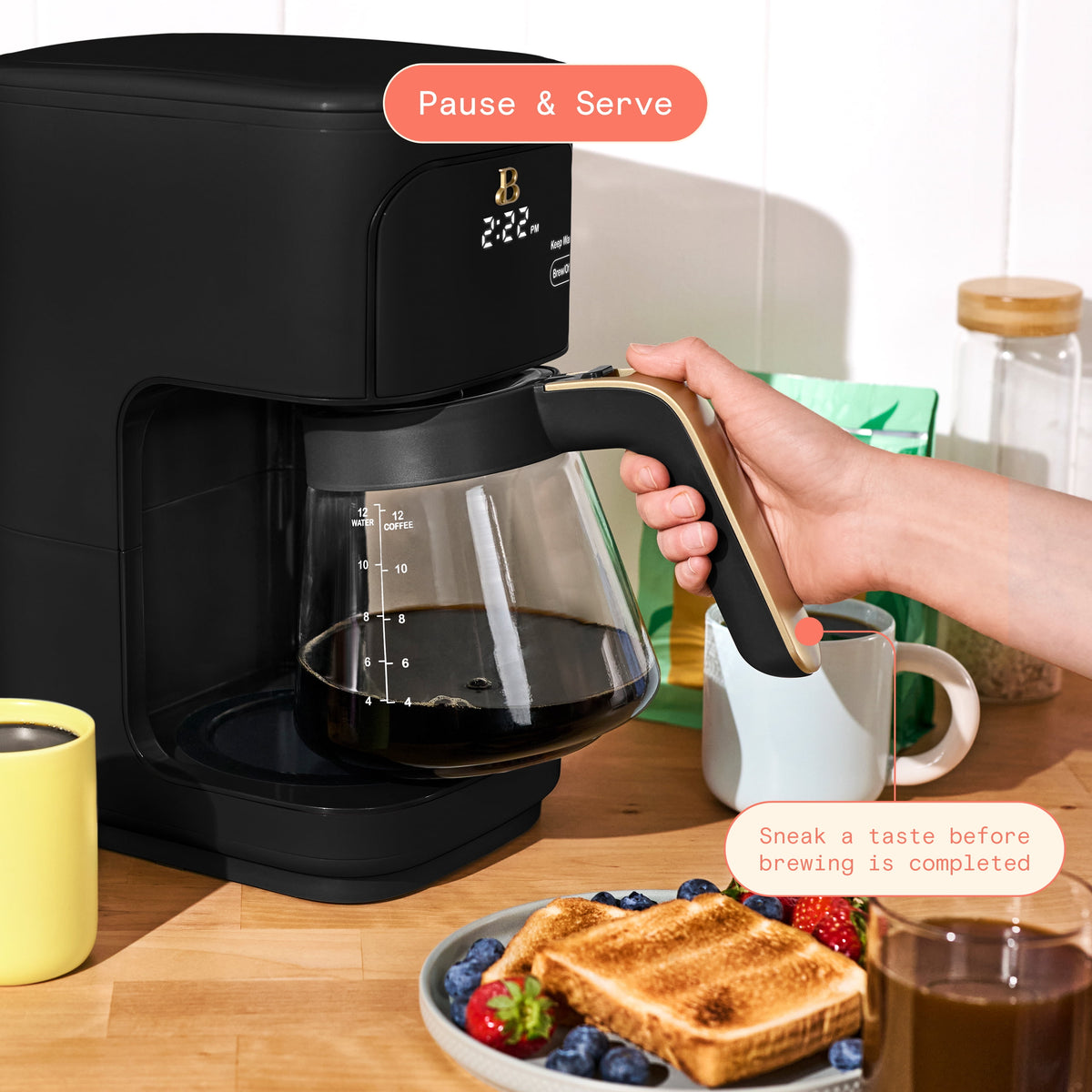 Beautiful 12 cup Programmable Coffee Maker, Thyme Green by Drew Barrymore