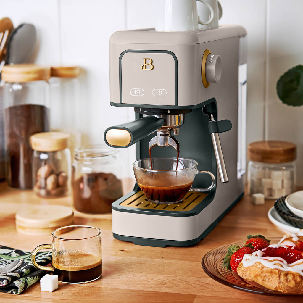 Beautiful by Drew Barrymore Slim Espresso Machine, 20-Bar Pressure, Black Sesame